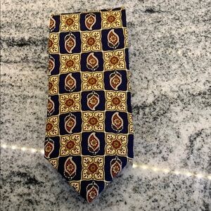 Frame Denim Blue and Gold Geometric Tie